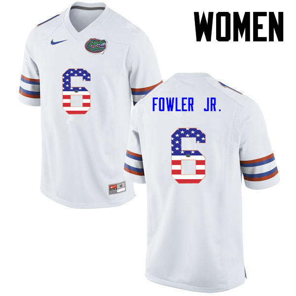 Women Florida Gators #6 Dante Fowler Jr. College Football USA Flag Fashion Jerseys-White